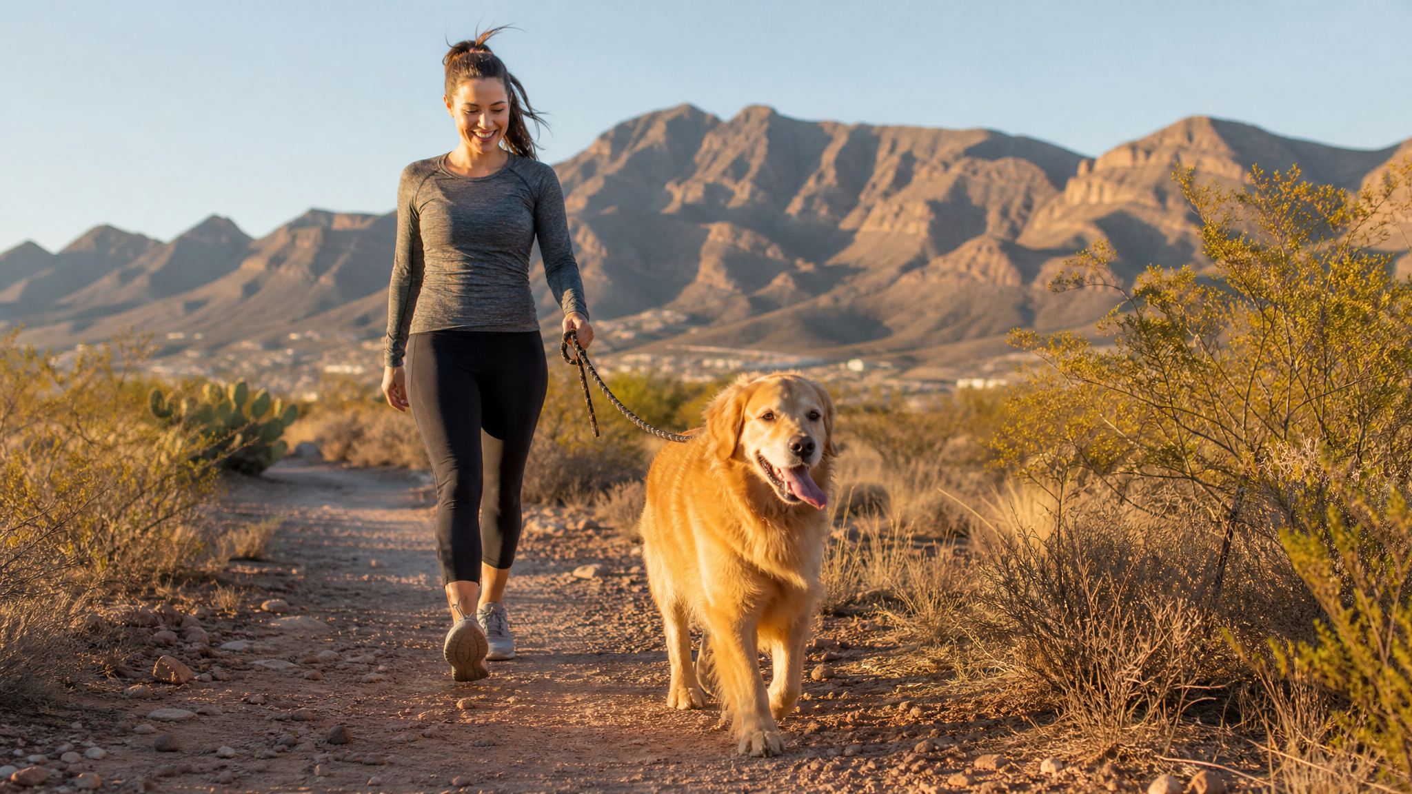 A person sitting calmly outdoors with their emotional support dog