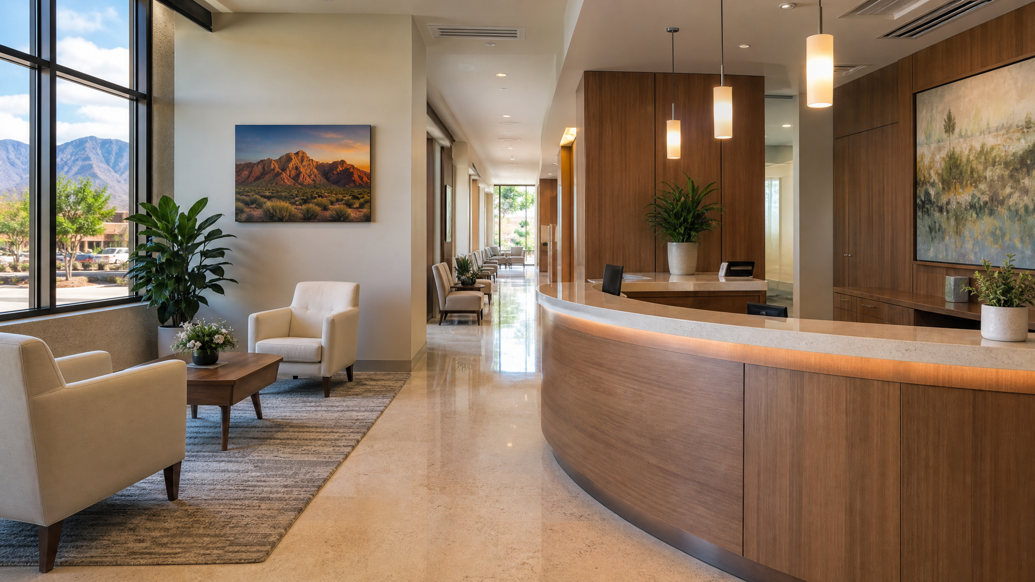 A bright, welcoming therapy room at New Leaf Wellness Center